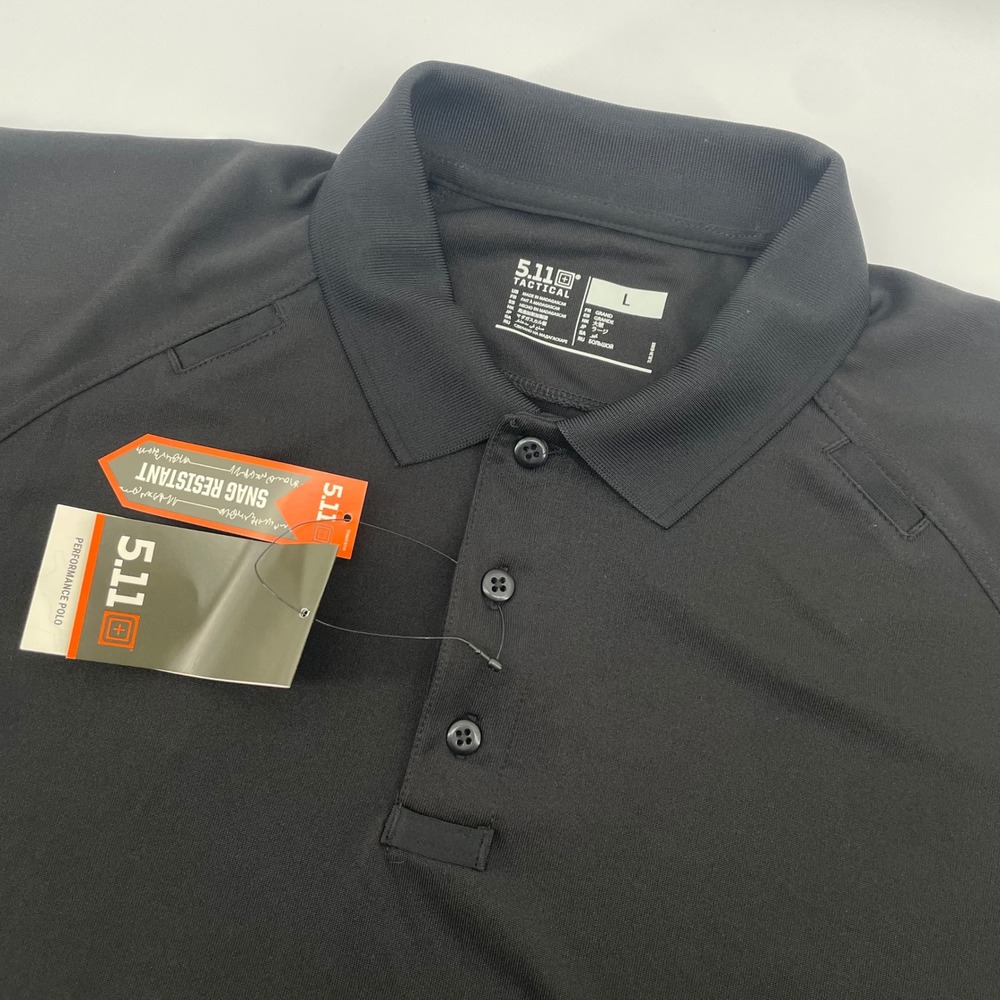 5.11 Tactical Performance Polo Mens L Black Enduro-Flex Snag Resistant NWT